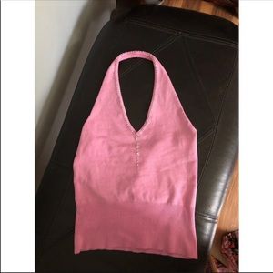 Boujee Barbie Pink Halter Top W Diamonds